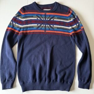 Mossimo Supply Co Navy‎ Blue Aztec Sweater Size Medium 100% Cotton